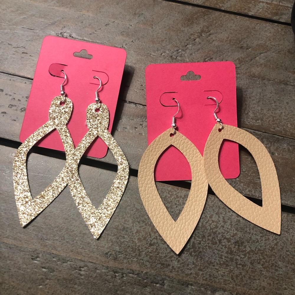 Homemade “fake” leather earrings. Brand new never worn